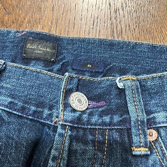 Men’s 30W 32L Paul Smith Dark Faded Wash Denim Jeans Flat Front APC Lux Pants - Picture 5 of 13